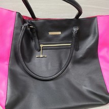 Juicy Couture Hot Pink &amp; Black PVC Faux Leather Large Tote Bag 18 x 13 - £11.40 GBP