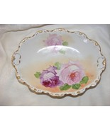Vintage Porcelain Limoges France Bowl Flambeau Pink Rose artist signed F... - €102,13 EUR