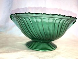 Ultra Marine Swirl 10.5 Inch Footed Console Bowl Mint Depression Glass  ... - £19.74 GBP