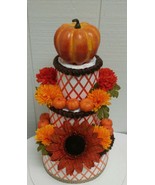Autumn Themed Pumpkin Baby Shower 3 Tier Diaper Cake Fall Gift - £91.71 GBP