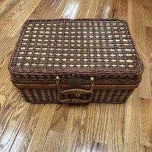 vintage wicker picnic basket set (4 Person) - £33.63 GBP