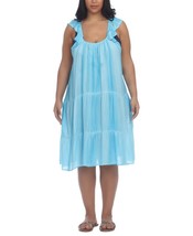 MSRP $54 Raviya Pigment-Wash Off-The-Shoulder Cover-Up Aqua Size 1X (DEFECT) - £14.06 GBP