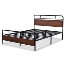 Queen Size Industrial Metal Wood Platform Bed Frame with Headboard and Footboard - $11,230.39 MXN
