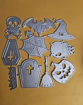 10 Assorted Halloween Theme Metal Cutting Die Hat Bat Pumpkin Birthday Scrapbook - $12.00