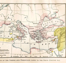 1929 Map Greek &amp; Phoenicians Colonial Expansion History Of Europe E98D - $19.99