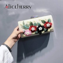 100% Handmade Evening Clutch Bags Fashion 2021 Day Clutch Embroidery Flower Even - £77.96 GBP