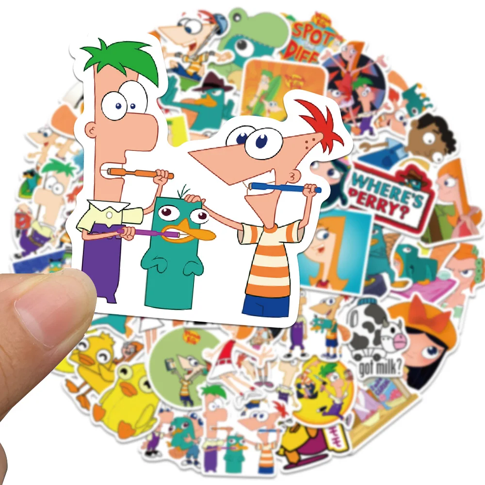 Play 10/50PCS  Cartoon Phineas and Ferb Stickers Waterproof Stickers for Laptop  - £23.18 GBP