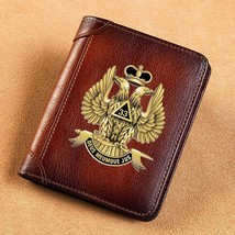 Genuine Leather Freemason Wallet  33 Deumque Jus Eagle - £47.37 GBP