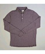 Faherty Men's Striped Long Sleeve Polo T-Shirt Size Large Soft Cotton Blend - $28.29