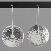 HTF Retired Silpada Hammered Sterling Rotating Disc Threader Wire Earrings W1231 - £39.95 GBP