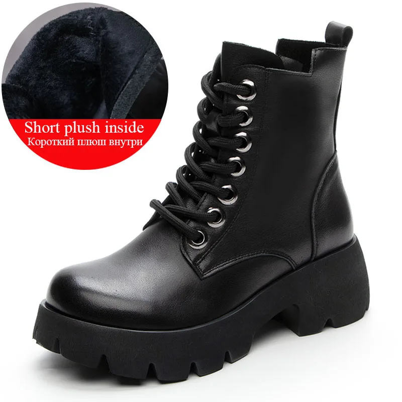 Fashion British Style Women Platform Ankle Boots Autumn Winter Warm Thick Heel G - £92.62 GBP