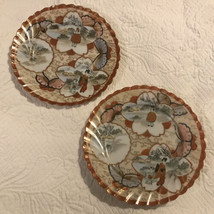 Vtg Japanese Satsuma? Porcelain 2 Plates 7 1/8&quot; Oriental Butterfly Org G... - $24.44