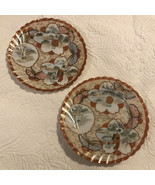 Vtg Japanese Satsuma? Porcelain 2 Plates 7 1/8&quot; Oriental Butterfly Org G... - $465.32 MXN