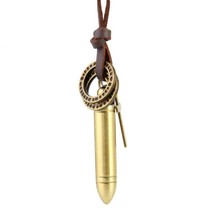 BULLET NECKLACE Real Leather Adjustable Long Cord Men&#39;s Multiple Charm P... - $8.95