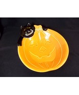 Ceramic black cat &amp; jack o&#39; lantern candy bowl dish - £5.38 GBP