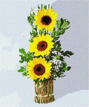Pepita Needlepoint Canvas: Three Sunflowers, 10&quot; x 12&quot; - £69.82 GBP+