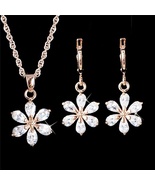 MELE Gold Filled White Cubic Zirconia Pendant/Necklace Earring Set  - £12.77 GBP
