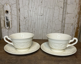 Set of 2 Vintage Wedgwood Etruria Patrician Floral Footed Tea Cups and Saucers - £16.15 GBP