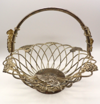 Godinger Silver Plate Fruit Basket Grapevine Leaf with Handle 7.5&quot; Vintage - $22.76