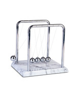 Newton&#39;s Cradle with White Marble-look Base - £36.34 GBP