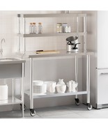  Kitchen Work Table with Overshelf 43.3&quot;x21.7&quot;x59.1&quot; Stainless Steel - $553.22 CAD
