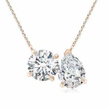 ANGARA Lab-Grown Diamond Two-Stone Pendant Necklace in 14k Gold (Carat-4Ct.tw) - £5,720.74 GBP