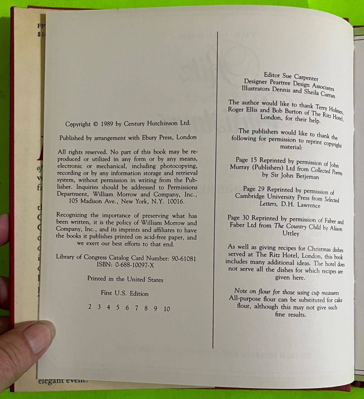 Vtg The London Ritz Book of Christmas: The Art & Pleasures… by Reekie (HCDJ 1989 Item image 3