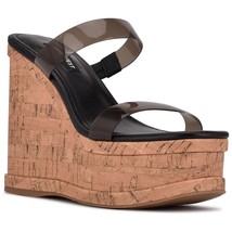 Nine West Women Cork Wedge Platform Slide Sandals Rapps 3 Size US 10M Black - £46.70 GBP