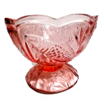 Floral and Fish Pink Glass Bowl Depression Style Candy Nut Dish Trinket ... - $24.97