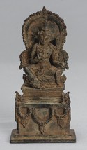 Antique Java Style Majapahit Seated Bronze Devi Tara Statue - 15cm/6&quot; - £580.20 GBP