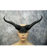 Black Horned Goddess Headpiece Goat Horns Ram Gothic Mythical Demon Crea... - $415.28 MXN