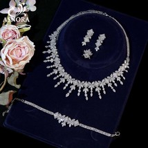 CZ Full Jewelry Sets For Women Party, Luxury Dubai Nigeria  Crystal  Bridal Zirc - £52.26 GBP