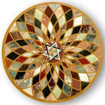 30&quot; Marble Top Coffee Side Table Multi Marquetry Inlay Home Decor Gift E1344 - £1,092.18 GBP