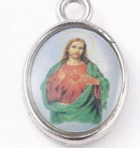 Beautiful Religious Sacred Heart Jesus Enamel Pendant charm or Necklace Charm - $12.30