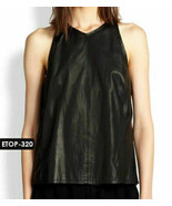 New Black Women&#39;s Top Handmade Real Lambskin Leather Stylish Party Casua... - €89,17 EUR