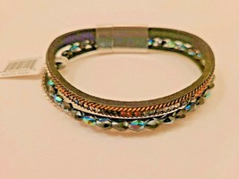 Kalifano Multiple Layer Leather Bracelet Briolette Cut Beads Magnetic Cl... - $54.99