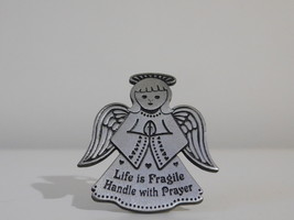 PEWTER GAURDIAN ANGEL VISOR CLIP Life is Fragile Handle with Prayer - £9.54 GBP