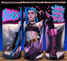 Jinx Was Here Arcane League of Anime Legends Gamer Cup Mug Tumbler - £15.86 GBP