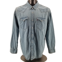 Levis Shirt Mens XL Blue Med Wash Denim Western Pearl Snap Long Sleeve R... - $26.18