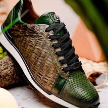Portici Genuine Crocodile and Lizard Fashion Sneaker Green / Olive image 9
