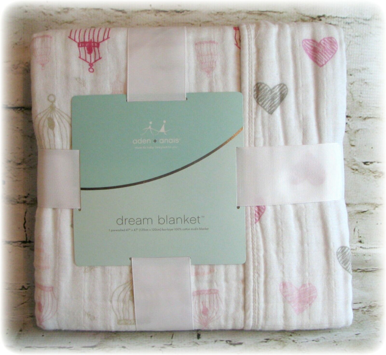 New Aden + Anais Bamboo Cotton Muslin 4 Layer Baby Dream Security Blanket 47x47 - $37.99