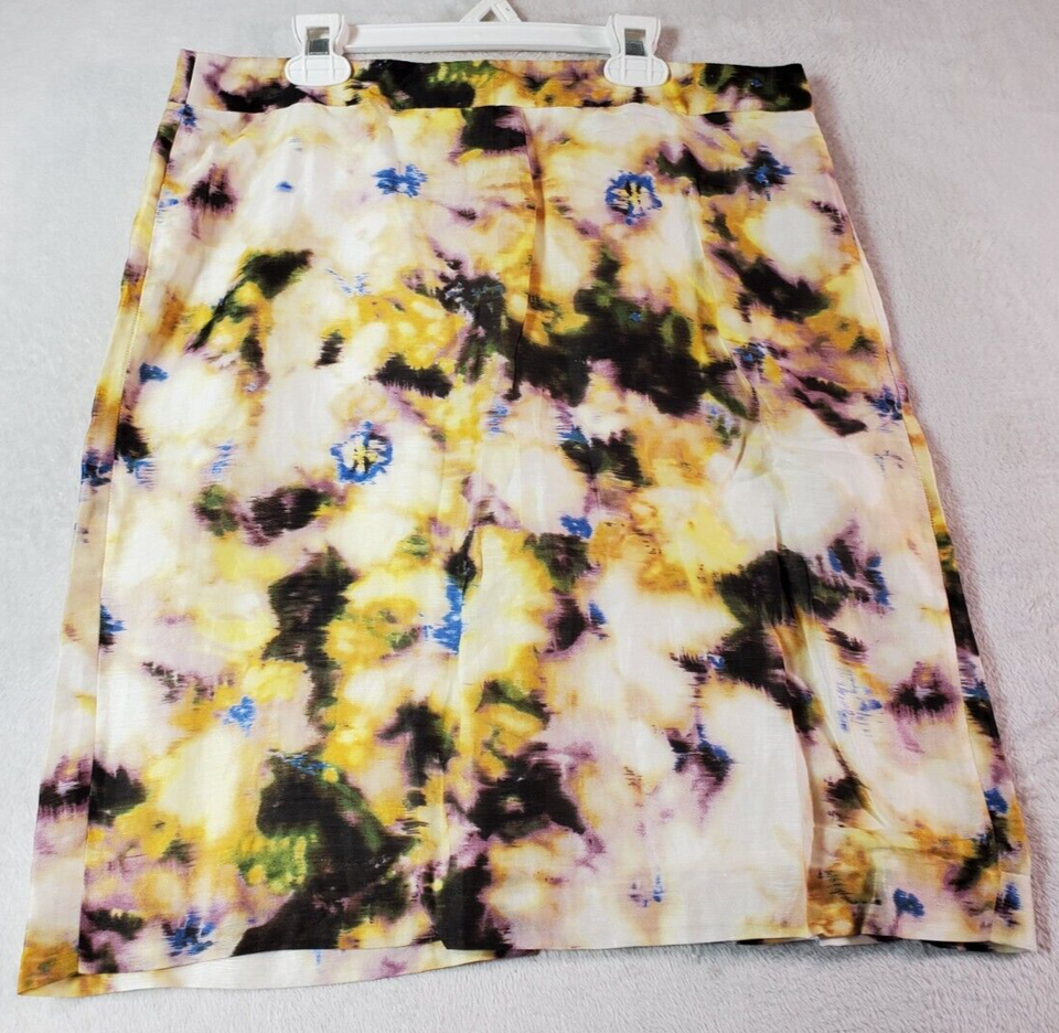 Primary image for J.CREW A Line Skirt Womens Size 10 Multi Tie Dye Linen Vented Lined Back Zipper
