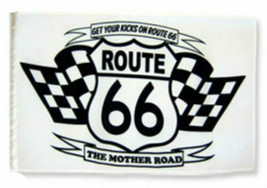 12x18 12&quot;x18&quot; Gets Your Kicks On Route 66 White Sleeve Flag Boat Car Garden - £10.99 GBP