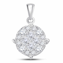 14kt White Gold Womens Princess Diamond Fashion Cluster Pendant 1/2 Cttw - £640.23 GBP