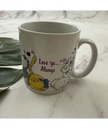 Russ Vintage 80s Love Ya Always Coffee Mug White Hugging Animals Hearts ... - $19.79
