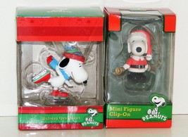Snoopy Ornaments - Ice Skating &amp; Bell Ringing &quot;Santa&quot; Nib - £11.99 GBP