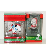 SNOOPY Ornaments - ICE SKATING &amp; BELL RINGING &quot;SANTA&quot; NIB - £8.96 GBP