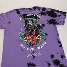 Last Call Co. Men Purple & Black Dyed Short Sleeve "Evil Ways" Graphic T-Shirt M image 14