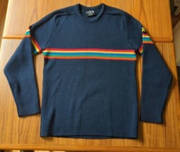 1980s Vintage Demetre V Neck Wool Sweater Rainbow Early Yellow Ribbon Pride M/L - £38.04 GBP