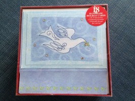 NEW 18 PAPER MAGIC Handmade DOVE Embellished Christmas Holiday Cards Blu... - $9.90